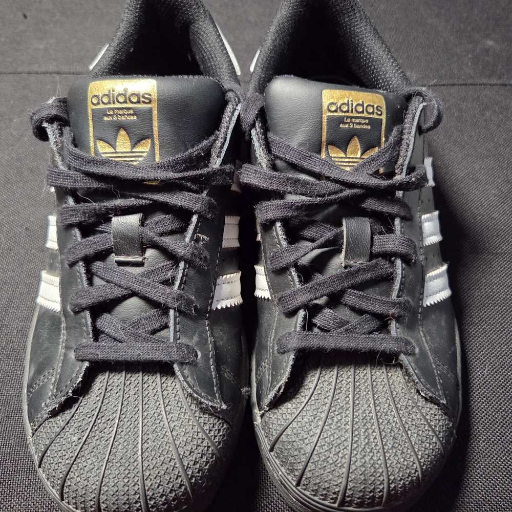 Adidas Kids Black and Gold Sneakers